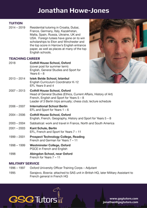 Jonathan Howe-Jones CV